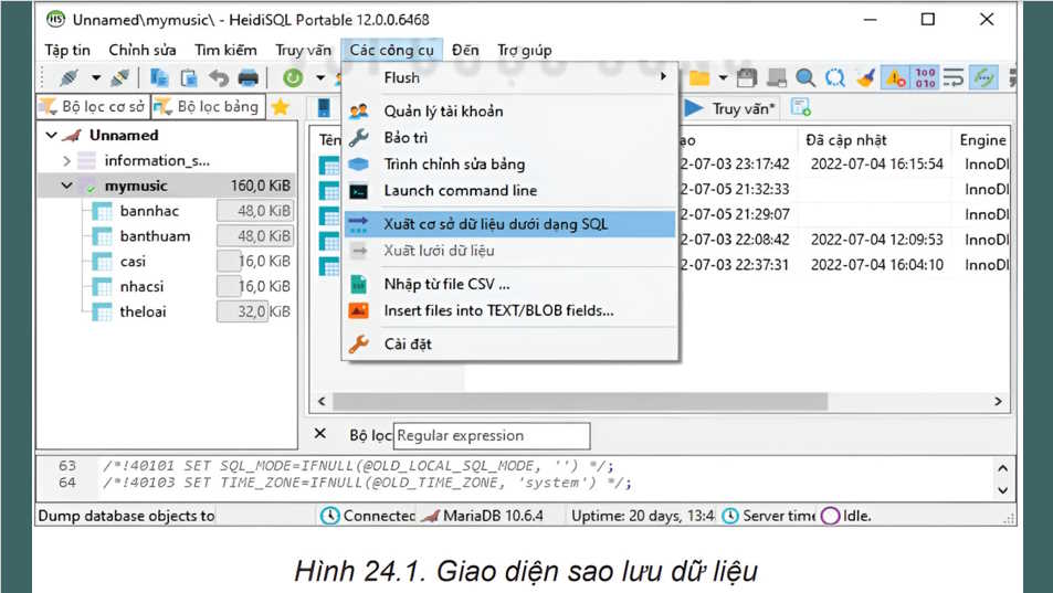 Giáo án Tin học 11 Bài 24: Thực hành sao lưu dữ liệu