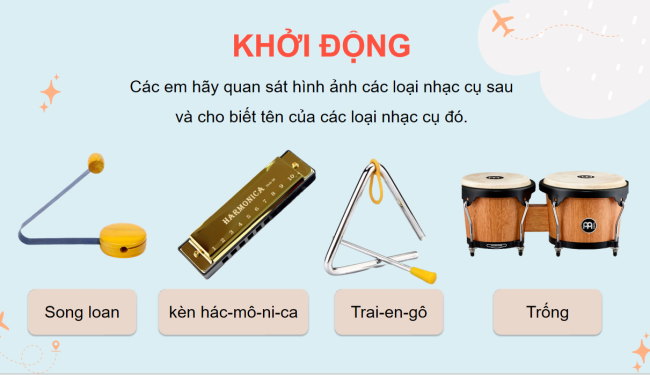 PowerPoint Âm nhạc 3 Chủ đề 1 Tiết 4: Nhạc cụ. Vận dụng: Nghe âm sắc đoán tên nhạc cụ