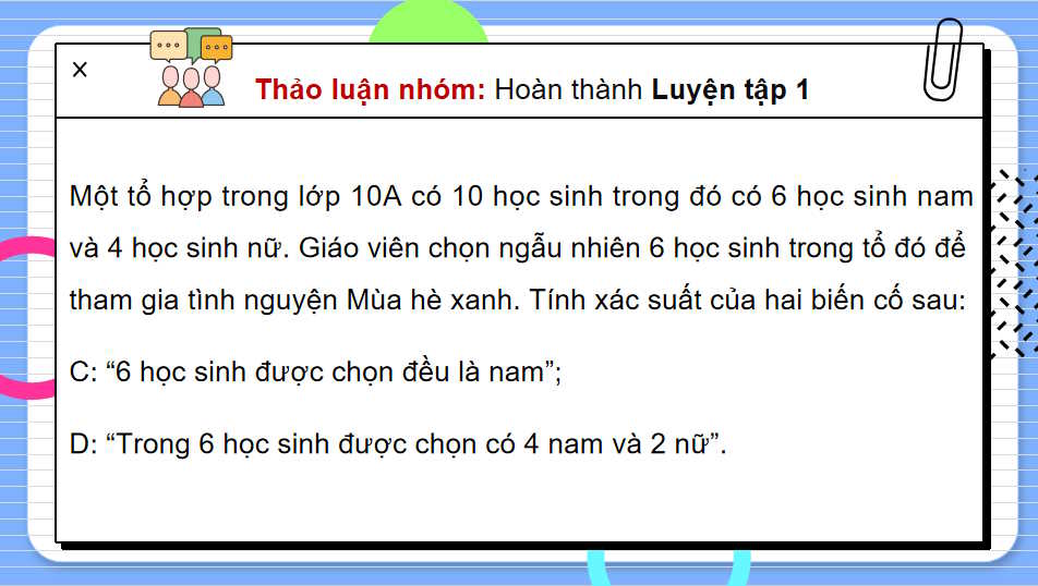 Toán 10 Bài 27: Thực hành tính xác suất theo định nghĩa cổ điển