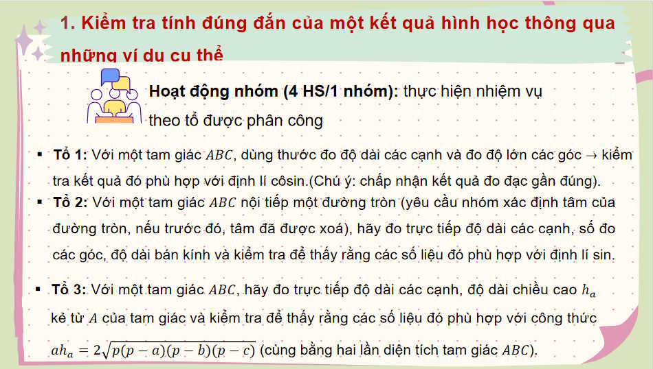 Một số nội dung cho hoạt động trải nghiệm hình học
