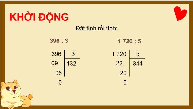PowerPoint Toán lớp 4 Bài 38: Chia cho số có một chữ số