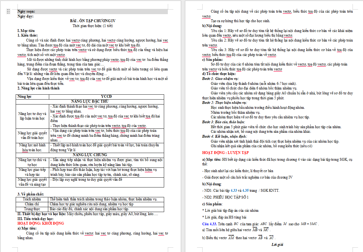 Giáo án Toán 10 Bài tập cuối chương 4