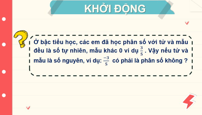 PowerPoint Toán 6 Bài 1: Phân số với tử và mẫu là số nguyên