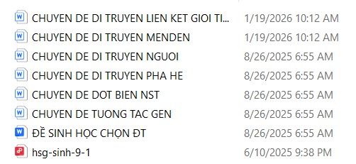 Nội dung bộ tài liệu ôn thi học sinh giỏi Sinh 9