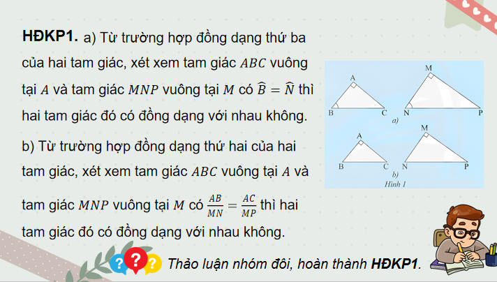 Các trường hợp đồng dạng của hai tam giác vuông