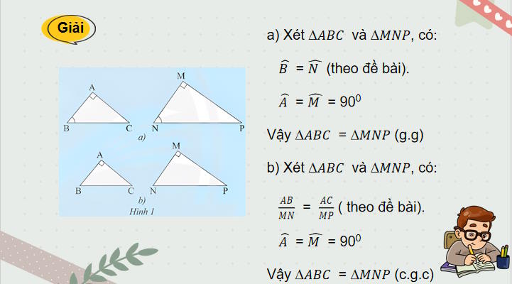 Các trường hợp đồng dạng của hai tam giác vuông