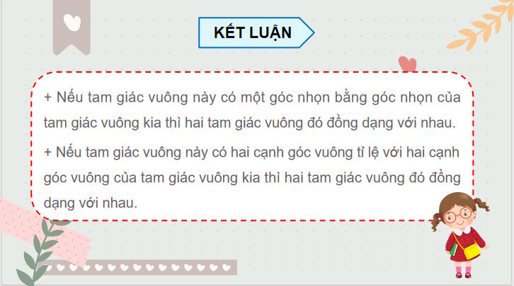 Các trường hợp đồng dạng của hai tam giác vuông