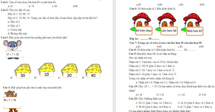 Đề ôn thi Vioedu Lớp 1 cấp tỉnh