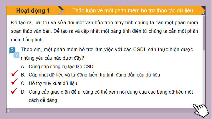 Giáo án Tin học 11 Bài 12: Hệ quản trị cơ sở dữ liệu và hệ cơ sở dữ liệu