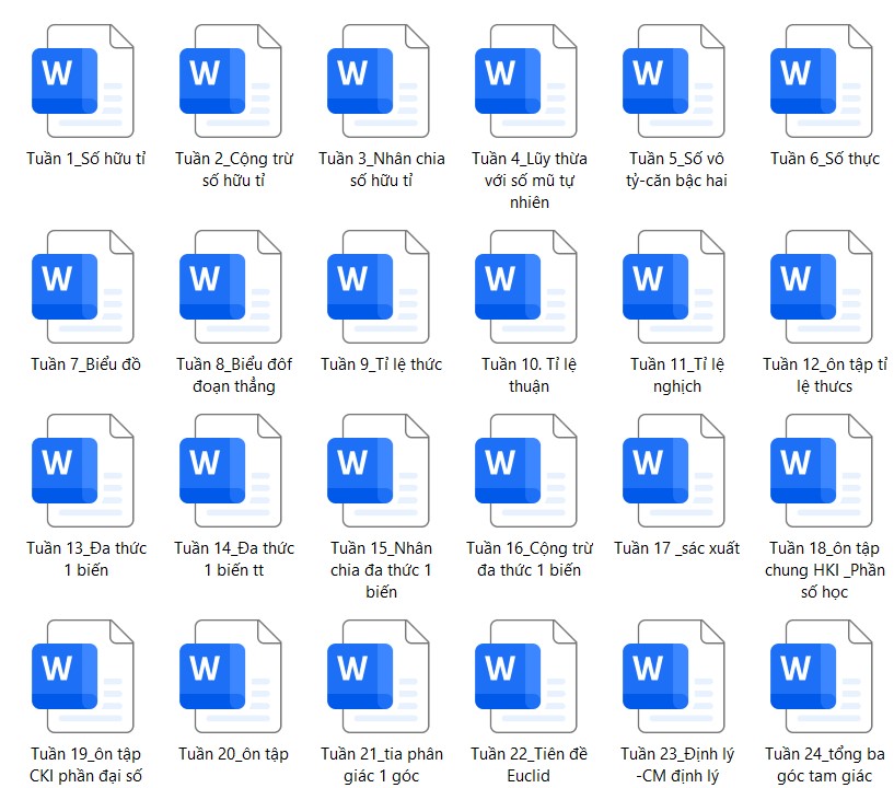 Tài liệu bài tập Toán 7 theo tuần