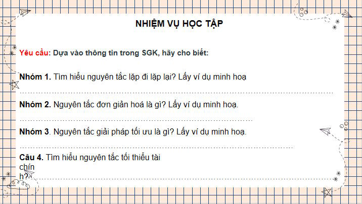 Công nghệ 10 Bài 20: Nguyên tắc thiết kế kĩ thuật