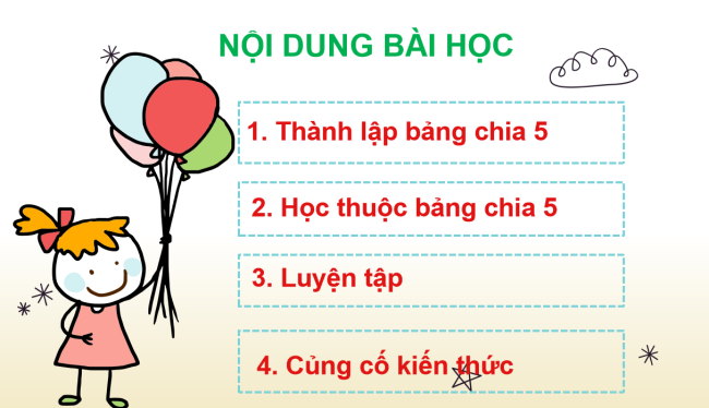 PowerPoint Toán 2: Bảng chia 5