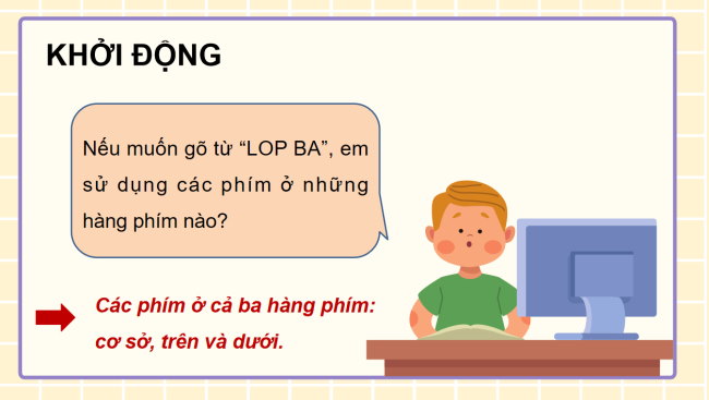 PowerPoint Tin học 3 Bài 3: Em tập hàng phím cơ sở trên và dưới