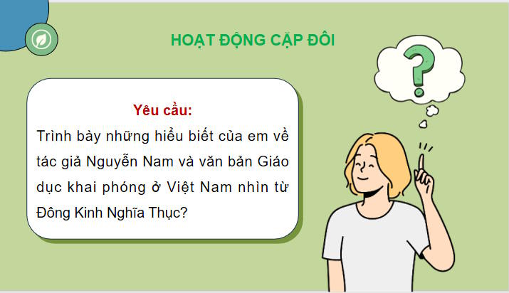 Giáo án Ngữ văn 12 Bài 8: Giáo dục khai phóng ở Việt Nam nhìn từ Đông Kinh Nghĩa Thục 