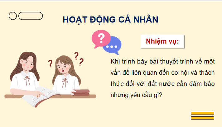 Giáo án Ngữ văn 12 Bài 9: Thuyết trình về một vấn đề liên quan đến cơ hội và thách thức đối với đất nước 