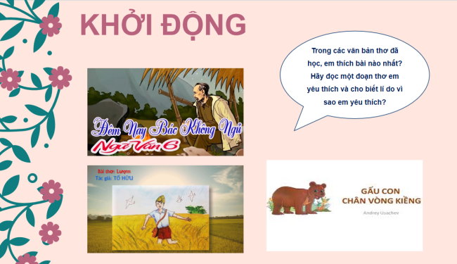 PowerPoint Ngữ văn 6 Bài 7: Viết đoạn văn ghi lại cảm nghĩ về bài thơ có yếu tố tự sự, miêu tả