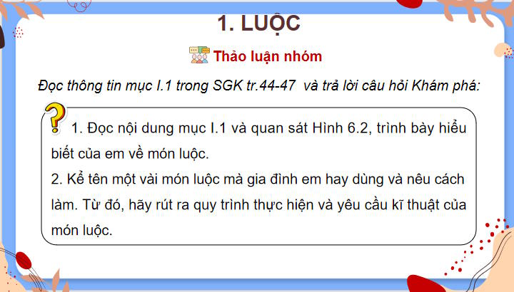 Giáo án Công nghệ 9 Chế biến thực phẩm Bài 1