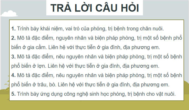 Giáo án Công nghệ Chăn nuôi 11 Ôn tập chương 4