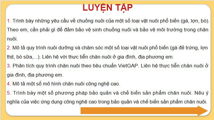 Giáo án Công nghệ Chăn nuôi 11 Ôn tập chương 5