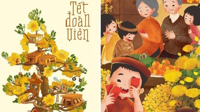 Hình nền Tết đoàn viên và mai vàng