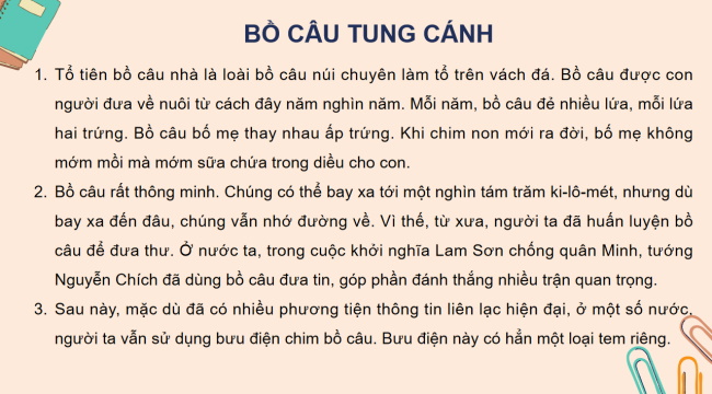 PowerPoint Tiếng Việt 2 Bài 19: Bồ câu tung cánh