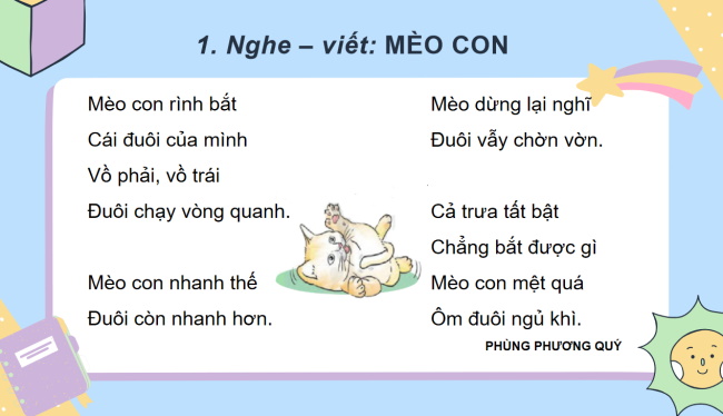 PowerPoint Tiếng Việt 2 Bài 19: Nghe - viết Mèo con, Chữ hoa P