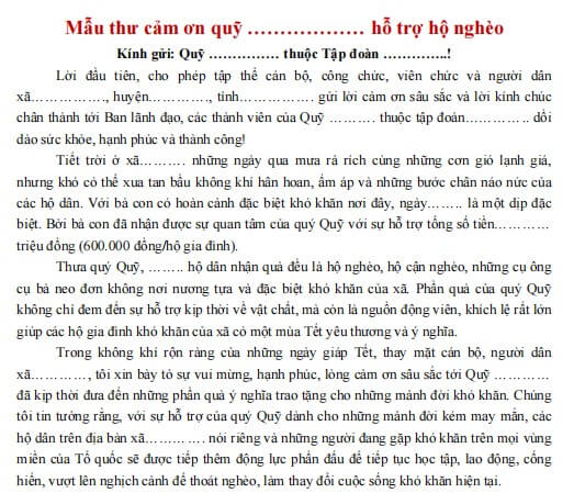  Mẫu thư cảm ơn 