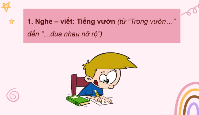 PowerPoint Tiếng Việt 2 Bài 21: Nghe - viết Tiếng vườn, Chữ hoa R