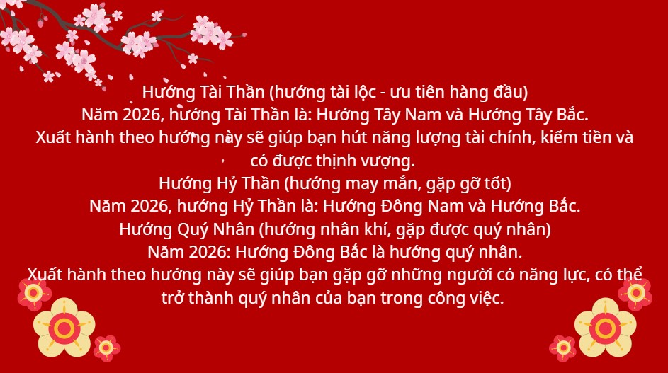  Hướng xuất hành đầu năm mới 2026