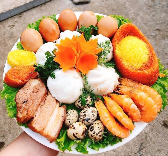 Mâm tam sên đầy đủ các lễ vật