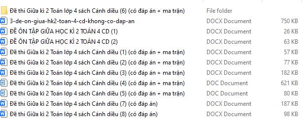 Đề thi Toán giữa học kì 2 lớp 4 Bộ sách Cánh diều