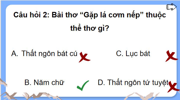 Trò chơi khởi động Ngữ văn 7: Gặp lá cơm nếp