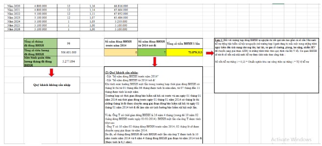 Ảnh minh họa File Excel tính tiền bảo hiểm xã hội một lần năm 2025