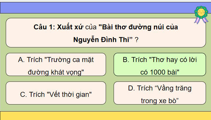 Trò chơi khởi động Ngữ văn 7: Bài thơ Đường núi của Nguyễn Đình Thi