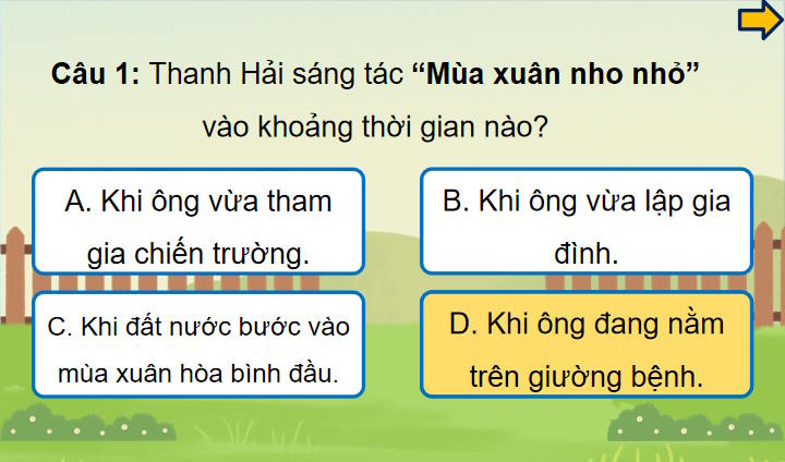 Trò chơi khởi động Ngữ văn 7: Mùa xuân nho nhỏ
