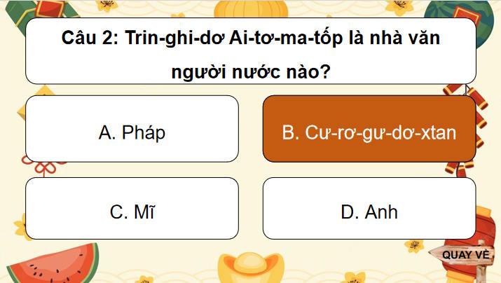 Trò chơi khởi động Ngữ văn 7: Người thầy đầu tiên