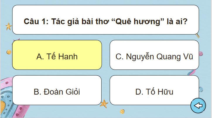Trò chơi khởi động Ngữ văn 7: Quê hương