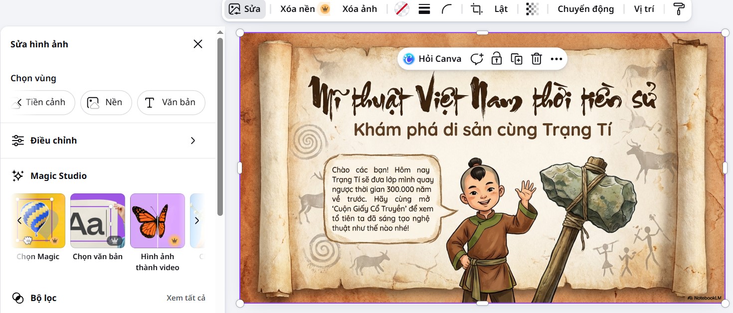 Tạo slide bằng NotebookLM và Canva