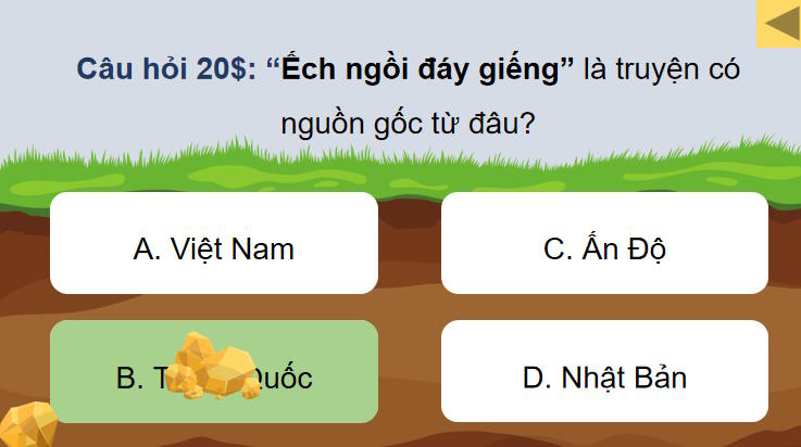 Trò chơi khởi động Ngữ văn 7: Đẽo cày giữa đường Ếch ngồi đáy giếng Con mối và con kiến