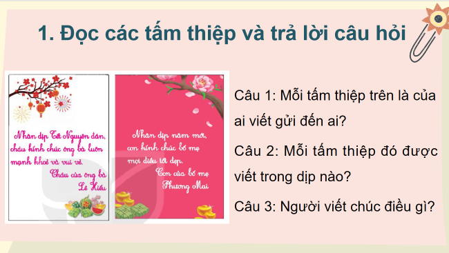 PowerPoint Tiếng Việt 2 Bài 4: Viết thiệp chúc Tết. Đọc mở rộng