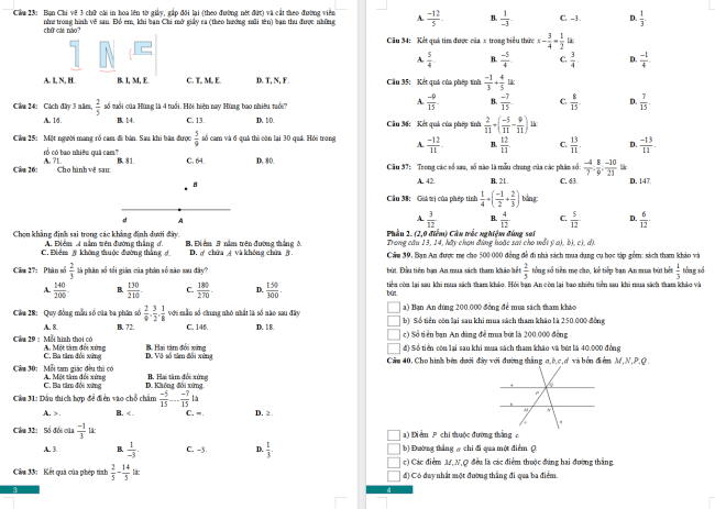Đề cương giữa học kì 2 môn Toán 6 sách Cánh diều