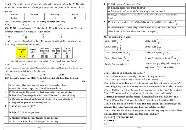 Đề cương giữa học kì 2 môn Toán 6 sách Chân trời sáng tạo