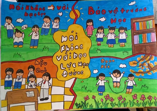 Vẽ tranh bạo lực học đường lớp 5