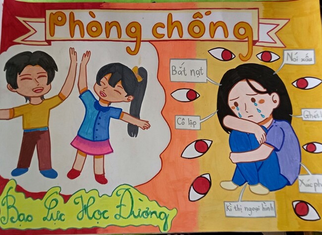 Vẽ tranh bạo lực học đường lớp 5