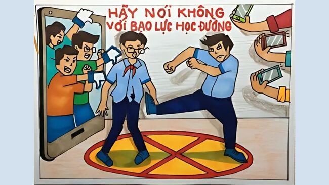 Tranh tuyên truyền phòng chống bạo lực học đường