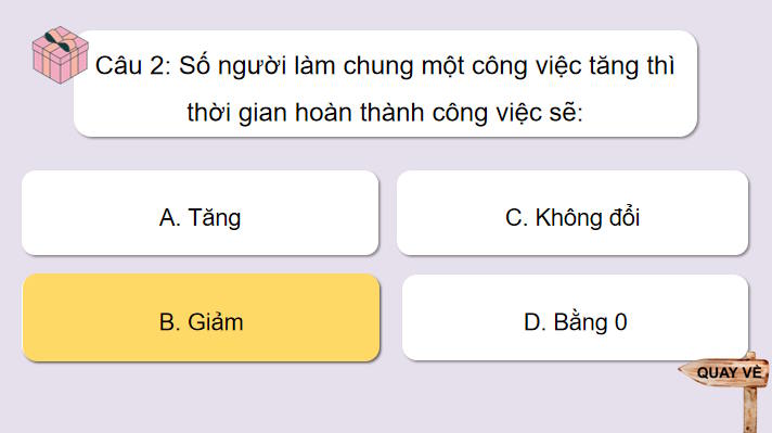 Trò chơi khởi động Toán 7: Đại lượng tỉ lệ nghịch