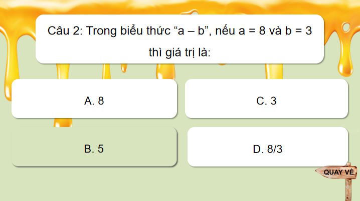 Trò chơi khởi động Toán 7: Biểu thức đại số