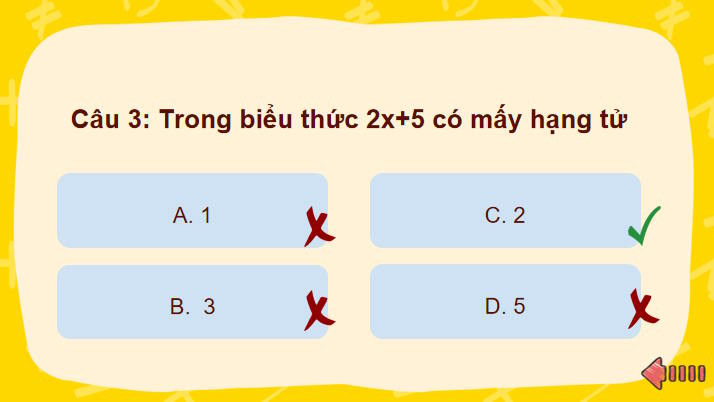 Trò chơi khởi động Toán 7: Phép chia đa thức một biến