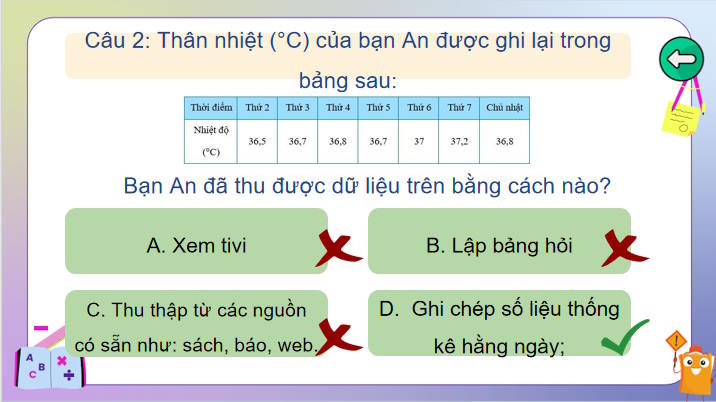 Trò chơi khởi động Toán 7 Bài 17 Thu thập và phân loại dữ liệu