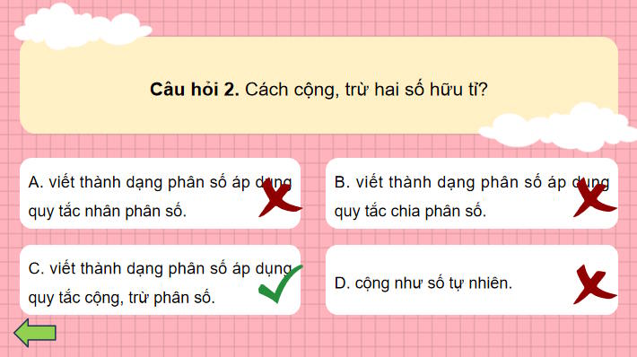 Trò chơi khởi động Toán 7 Bài 2 Tập hợp các số hữu tỉ